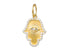14K Solid Gold Pave Diamond Hamsa Hand Pendant, (14K-DP-066)
